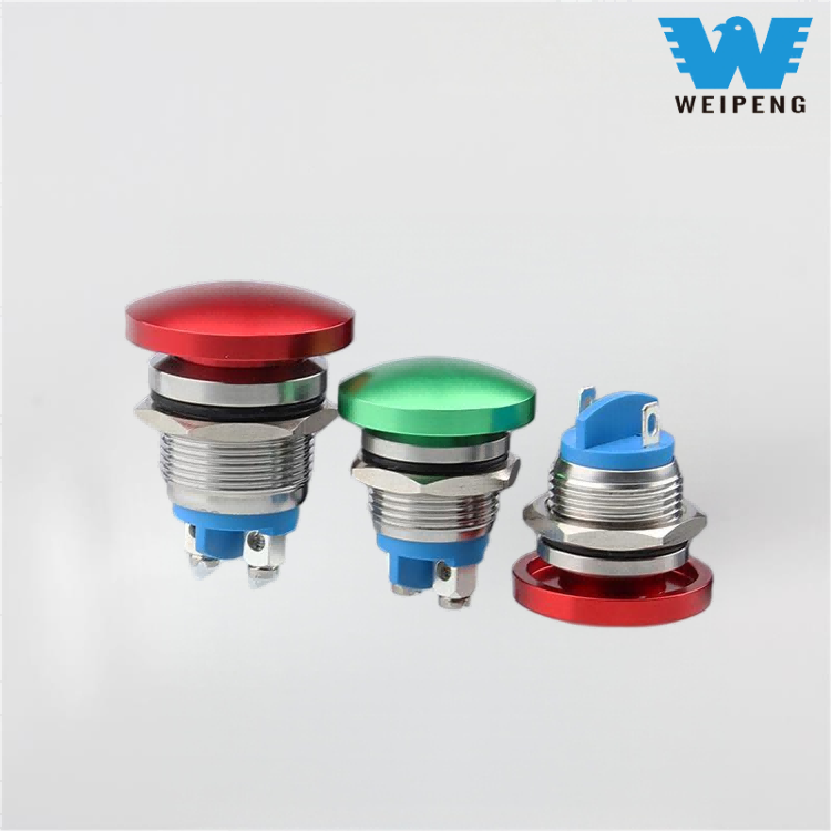 Buton metalic de resetare cu cap de ciupercă de 16/19/22 mm