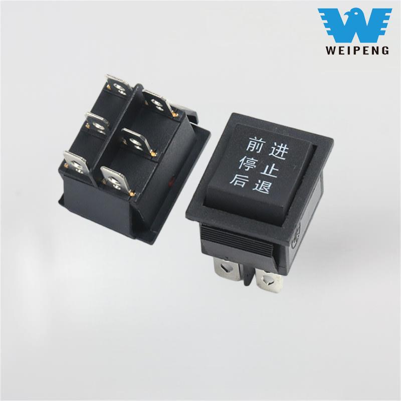 KCD4 Black 31*25mm 6-pini 3-poziții 16A 250V comutator basculant