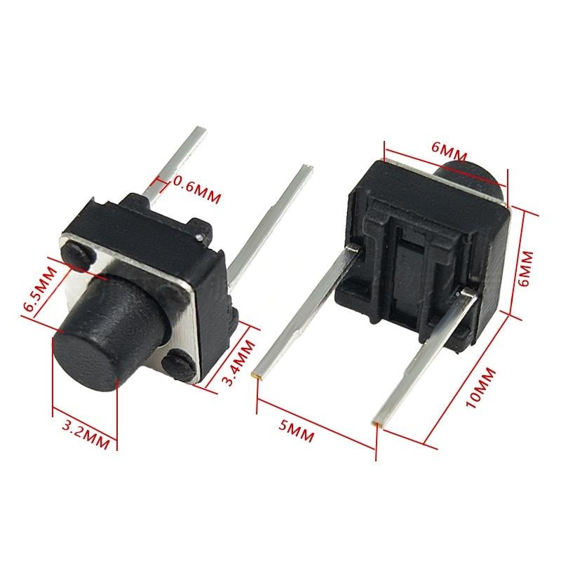 Comutator cu buton tactil vertical Micro-Motion cu doi pini 6*6*6.5