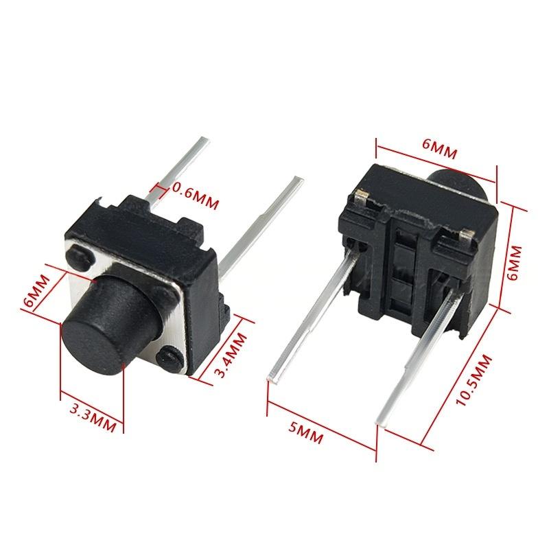 Comutator cu buton tactil vertical Micro-Motion 6*6*6 cu doi pini