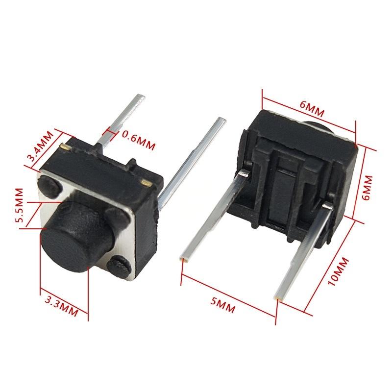 Comutator cu buton tactil vertical Micro-Motion 6*6*5,5 cu două terminale